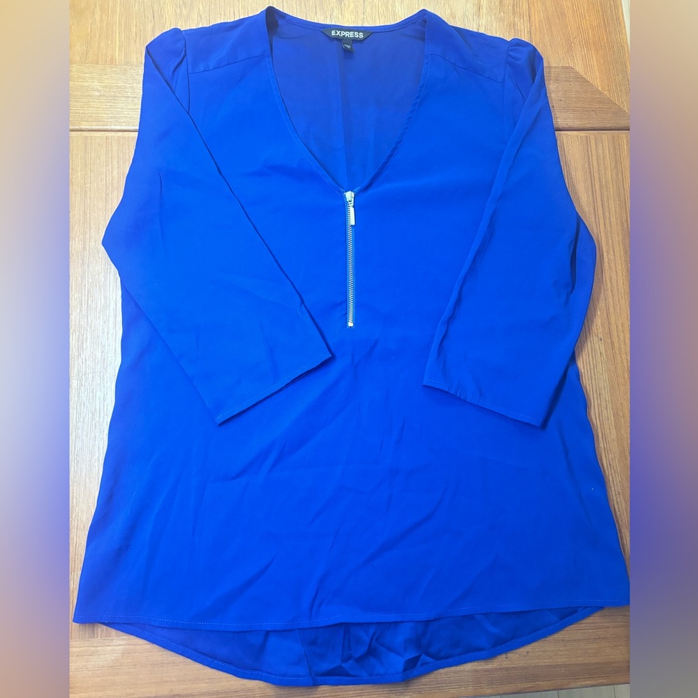Express Royal Blue Women's Blouse with Zipper